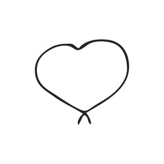 Doodle heart icon. Love symbol. Cute hand drawn vector graphic illustration isolated on white background. Simple outline style sign. Art sketch pattern
