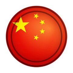 Glass light ball with flag of China. Round sphere, template icon. Chinese national symbol. Glossy realistic ball, 3D abstract vector illustration highlighted on a white background. Big bubble