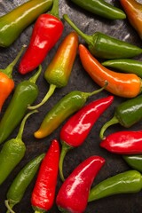 Mix of green and red peppers.