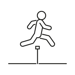 Fototapeta na wymiar Running with obstacle, courage in jump, line icon. Run man. Movement and achievement. Athletics, sport. Vector illustration