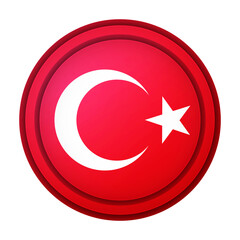 Obraz premium Glass light ball with flag of Turkey. Round sphere, template icon. Turkish national symbol. Glossy realistic ball, 3D abstract vector illustration highlighted on a white background. Big bubble