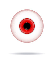 WebRealistic human eyeball. Eyeball with red iris photo realistic vector illustration.