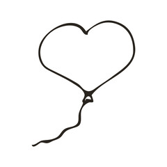 Doodle heart icon. Love symbol. Cute hand drawn vector graphic illustration isolated on white background. Simple outline style sign. Art sketch pattern