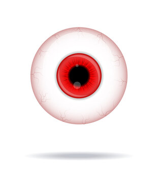 WebRealistic human eyeball. Eyeball with red iris photo realistic vector illustration.