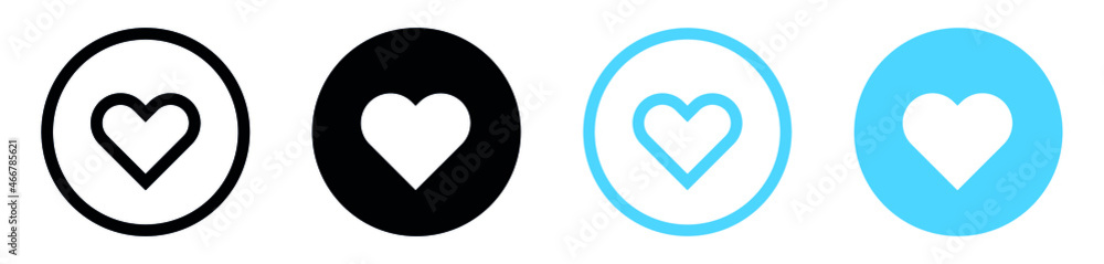 Poster heart icon, love symbol, hearts button set in filled, thin line, outline and stroke style for apps a
