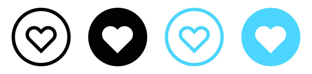 heart icon, love symbol, hearts button set in filled, thin line, outline and stroke style for apps and website