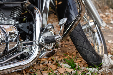 classic chopper motorcycle close up