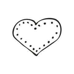 Obraz na płótnie Canvas Doodle heart icon. Love symbol. Cute hand drawn vector graphic illustration isolated on white background. Simple outline style sign. Art sketch pattern