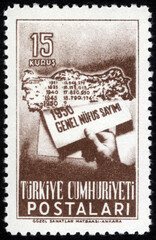 Republic of Turkey postage stamp. Republic of Turkey historical stamp. A postage stamp printed in Republic of Turkey.