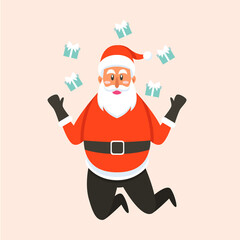 Santa claus is coming and bringing christmas gifts 