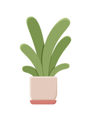 Botancal illustration with leaves and plant. Beautiful flower vase with colorful flower vector flat icon. Colorful flower in vase isolated flat icon on white background. Vector illustration eps 10