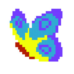 Obraz premium Pixel art vector butterfly fly, vector