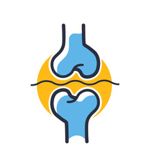 Bones joints icon. Human bone joint isolated on white background. Design elements, colored. Element for mobile concepts and web apps. Flat style vector illustration.