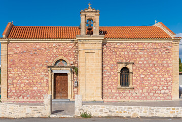 Old greek orthodox village church in Apesokari in the Messara plain on Crete. The village is also known of its archaeological site of an ancient Minoan cemetery