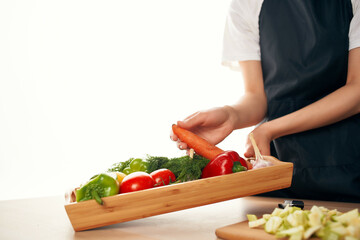 chopped vegetables healthy food cooking in the kitchen