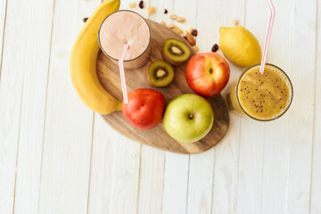 fruit smoothie fresh Fresh Desert milkshake top view