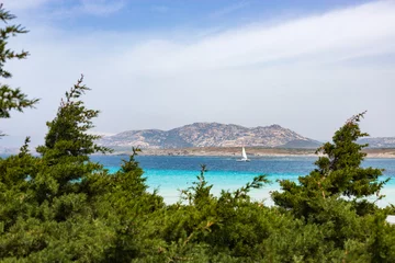 Foto auf Acrylglas Strand La Pelosa, Sardinien, Italien Landschaft am Strand von La Pelosa, Sardinien, Italien