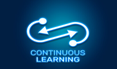 Continuous learning neon icon
