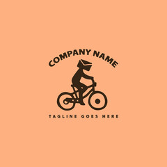 postman with envelope head riding a bicycle. vintage logo illustration for logistic, delivery, massage.