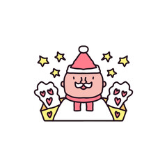 clipart old man celebrate Christmas. cartoon for sticker.