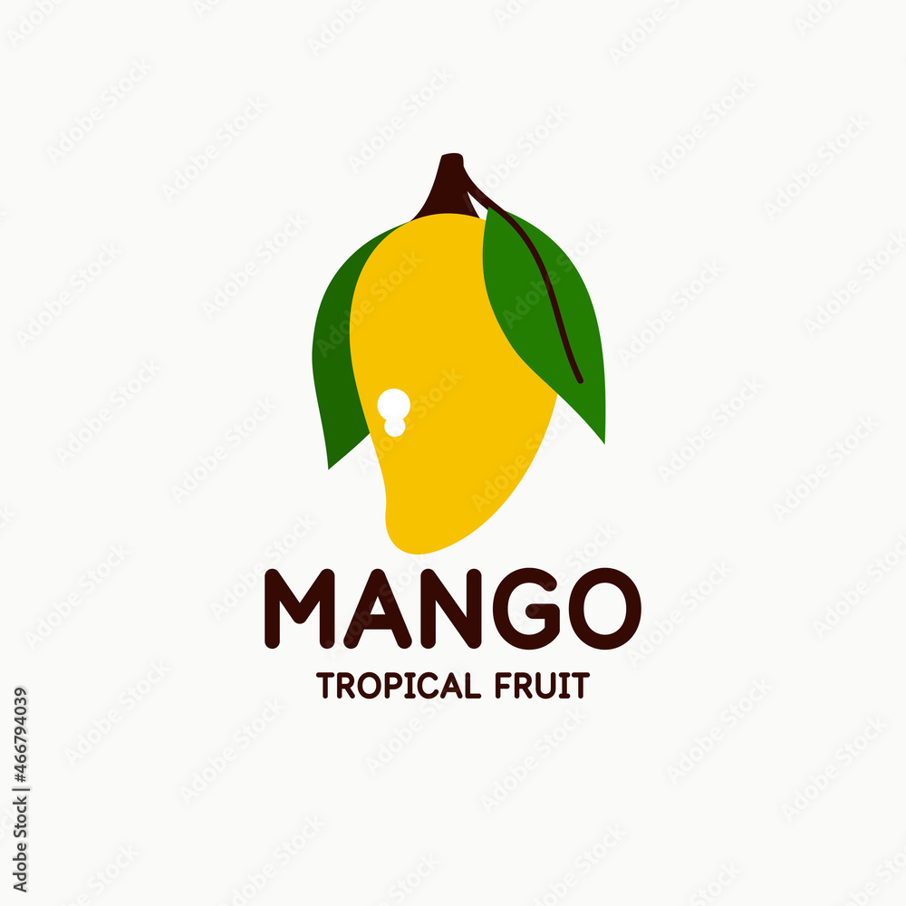 Poster illustration of a mango in a flat style. isolated image on a light background. vector icon.
