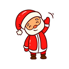 Cartoon cute santa claus in flat style on a white background. Vector  illustration. Doodle
 