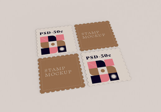 Four Stamps Mockup