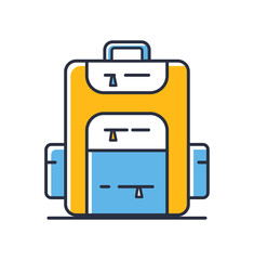School bag icon. Backpack isolated on white background. Design elements color. Can be used for mobile concepts and web applications, social networks. Flat style vector illustration.