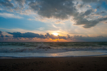 Fototapeta na wymiar Summer beautiful sunset at the sea.