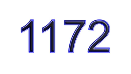 blue 1172 number 3d effect white background