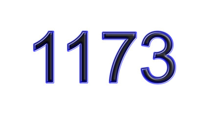blue 1173 number 3d effect white background