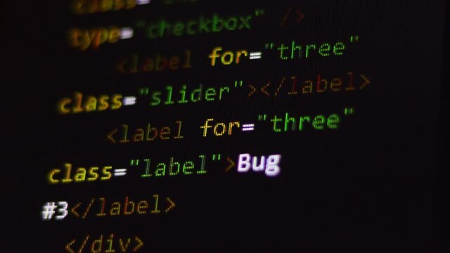 Programming code on computer screen
