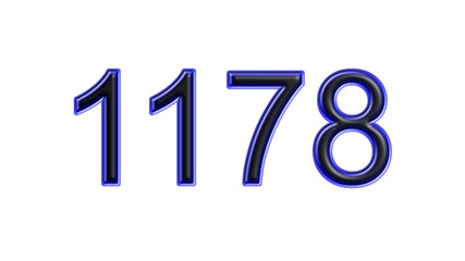 blue 1178 number 3d effect white background