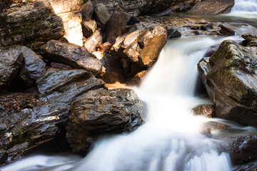 Russia, Krasnodar Territory. Sochi. Rosa Khutor Mountain Resort. Mendechiha Falls Park.
