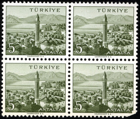 Republic of Turkey postage stamp. Republic of Turkey historical stamp. A postage stamp printed in Republic of Turkey.
