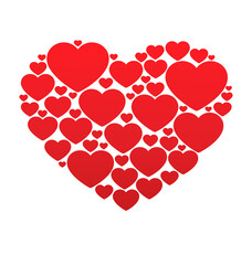 stylised cluster of valentines day hearts