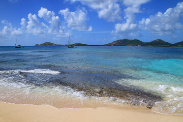 Sandy beach at White Island near Carriacou Island, Grenada.
