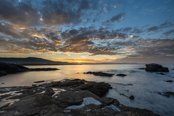 Spectacular sunset of varied color in the sky on the coast of Galicia!