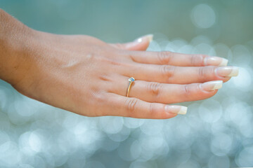 wedding ring on the girl's finger
