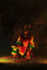 Fototapeta na wymiar Aztec Man with traditional dress dance