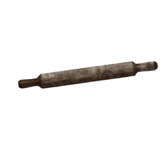 Watercolour brown wooden rolling pin. Isolated.