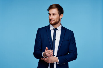 business man executive success lifestyle blue background