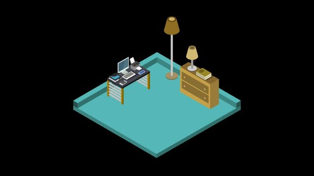 Isometric office room