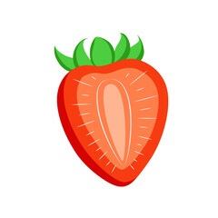 Vector strawberry icon. Color drawing of a strawberry cut