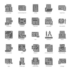 Fototapeta premium Web Design & Development pack for your website design, logo, app, UI. Web Design & Development icon glyph design. Vector graphics illustration and editable stroke.