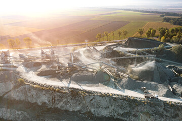 Mining equipment for crushing stone ore to the beneficiation plant, aerial photography