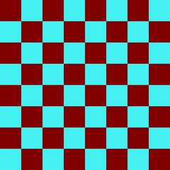 Checkerboard 8 by 8. Cyan and Maroon colors of checkerboard. Chessboard, checkerboard texture. Squares pattern. Background.