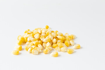 seed corn isolated on white background, side view
