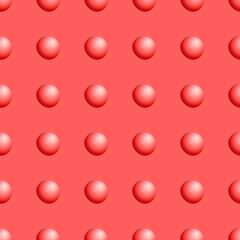 Pattern repeating element volumetric red spheres on a red background.