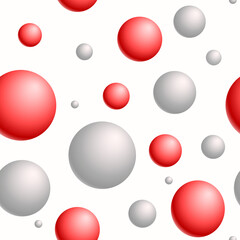 Pattern of volumetric spheres of red and gray color on a white background.